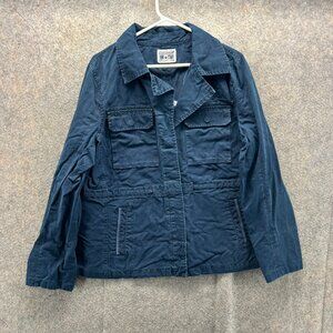 Converse One Star Jacket Womens XL Navy Utility Button Front Military Chore